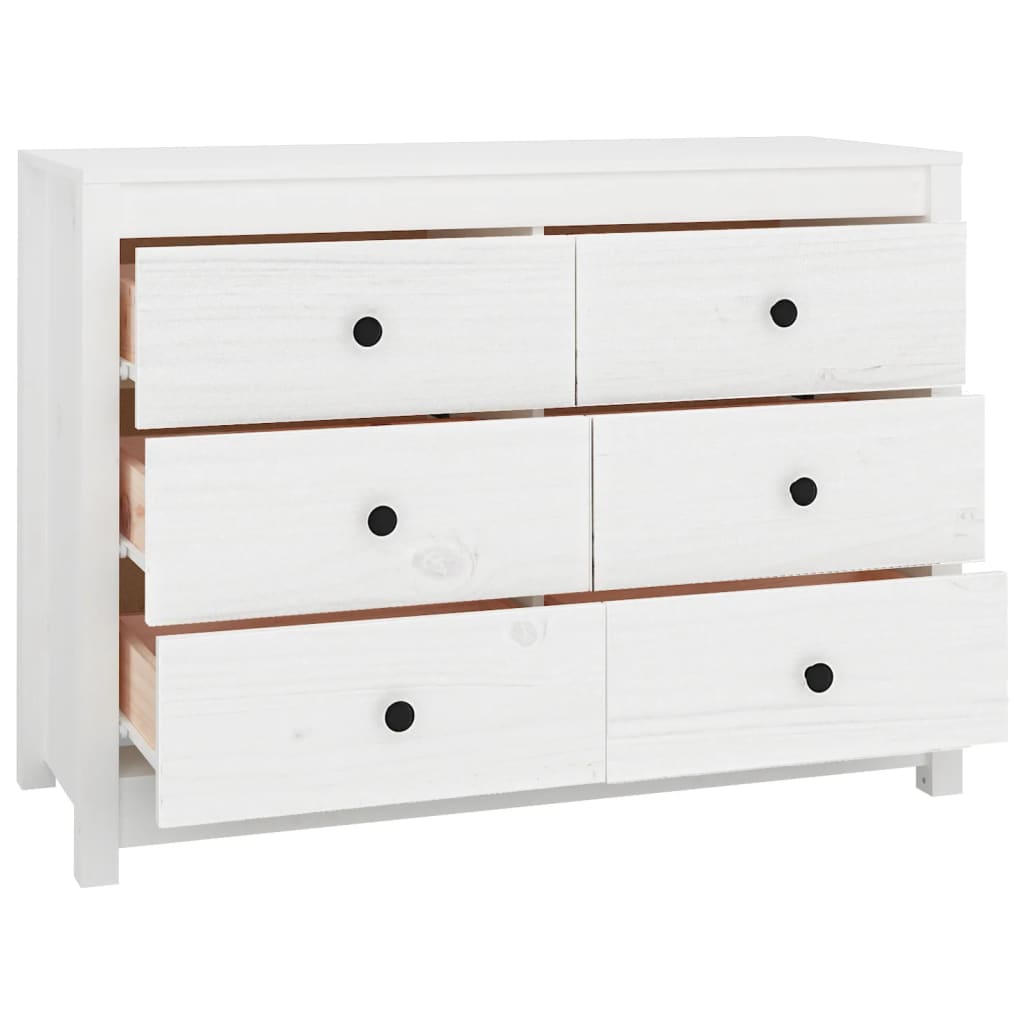Side Cabinet White 100x40x72 cm Solid Wood Pine