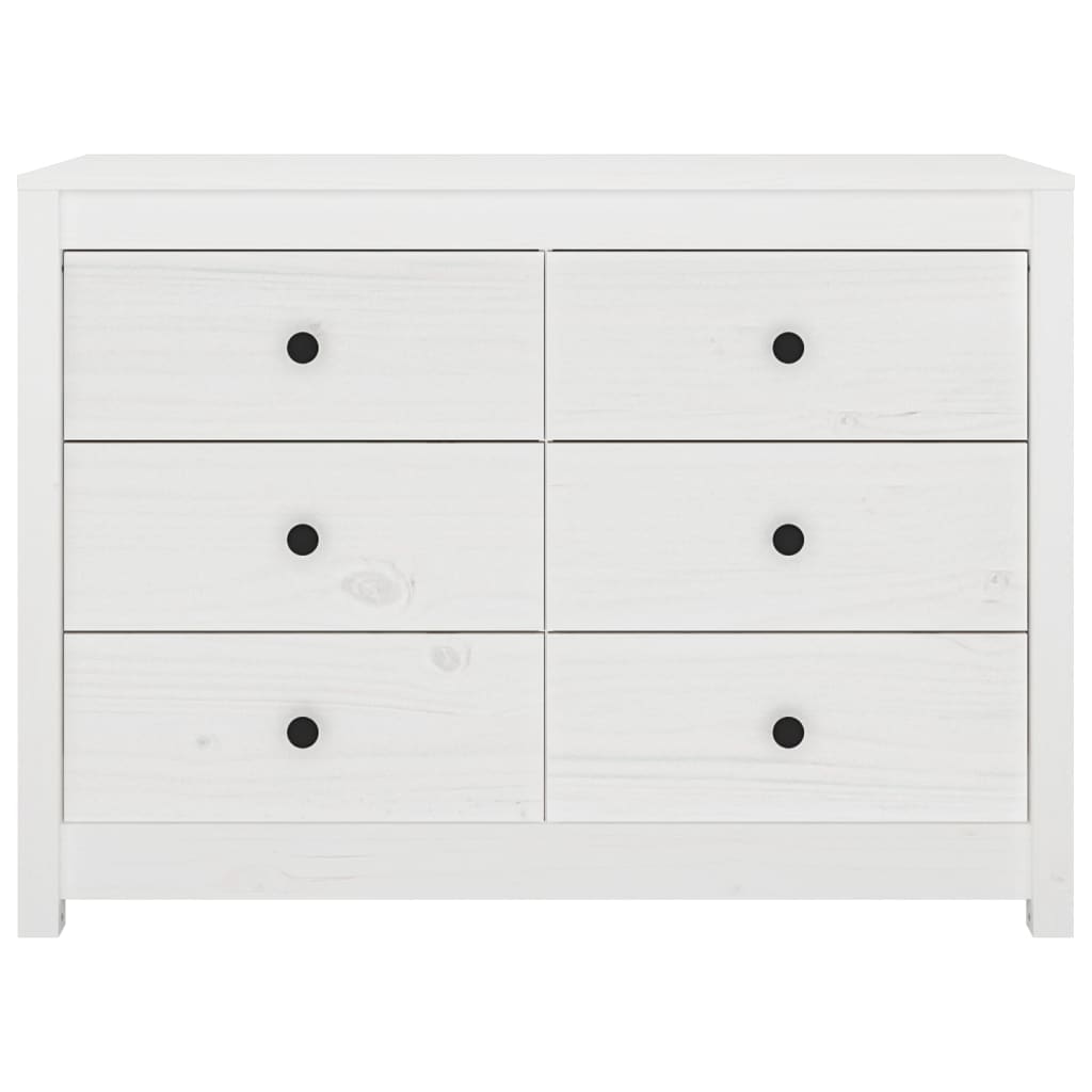 Side Cabinet White 100x40x72 cm Solid Wood Pine