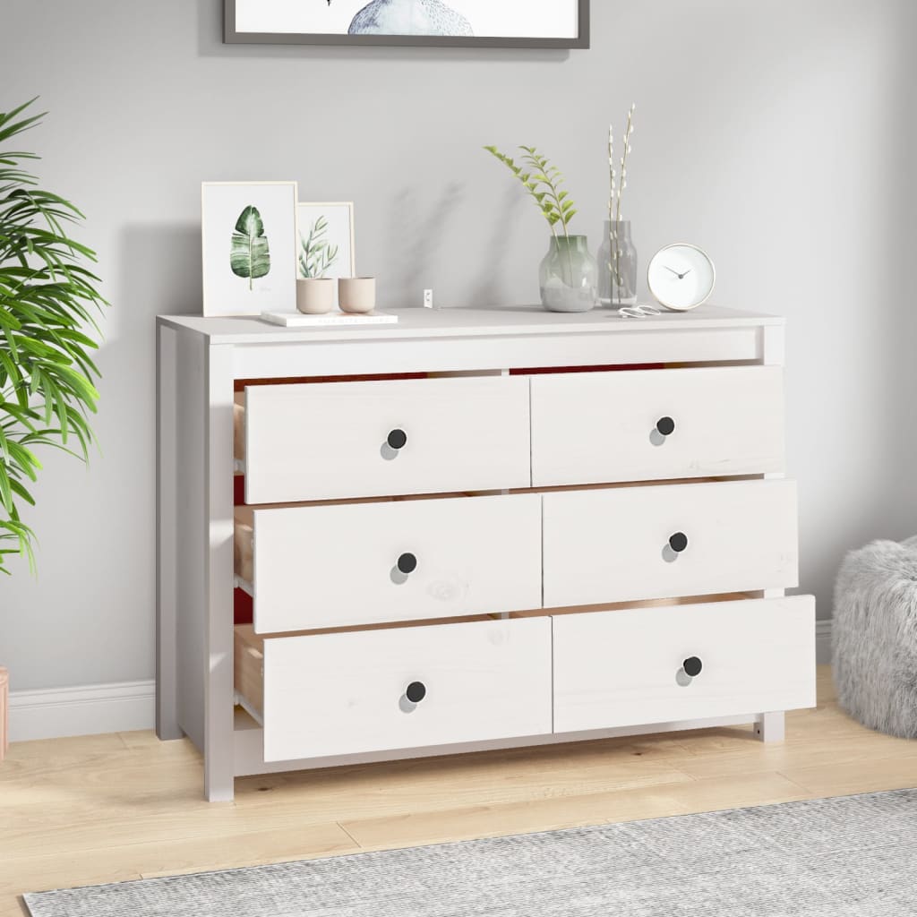 Side Cabinet White 100x40x72 cm Solid Wood Pine