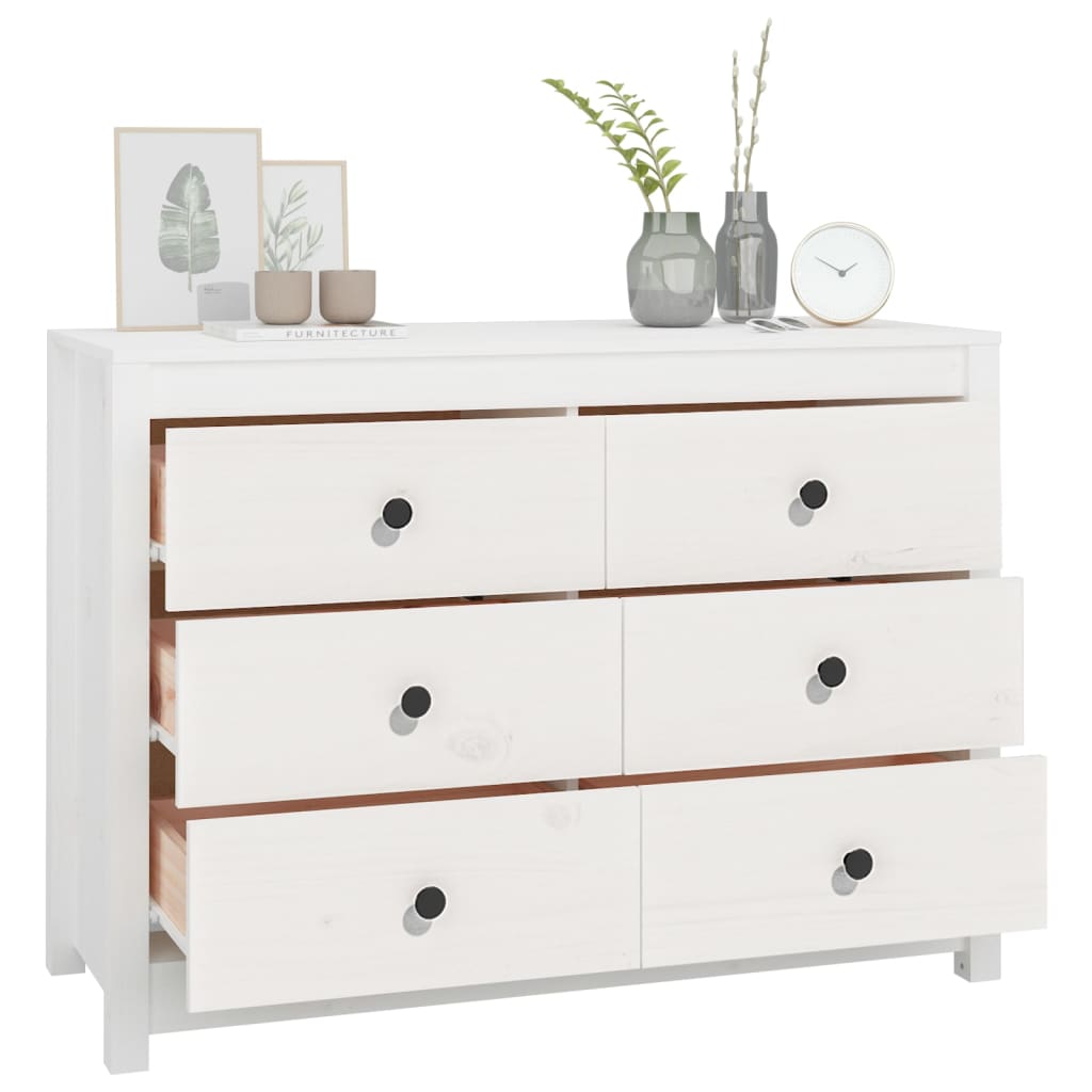 Side Cabinet White 100x40x72 cm Solid Wood Pine