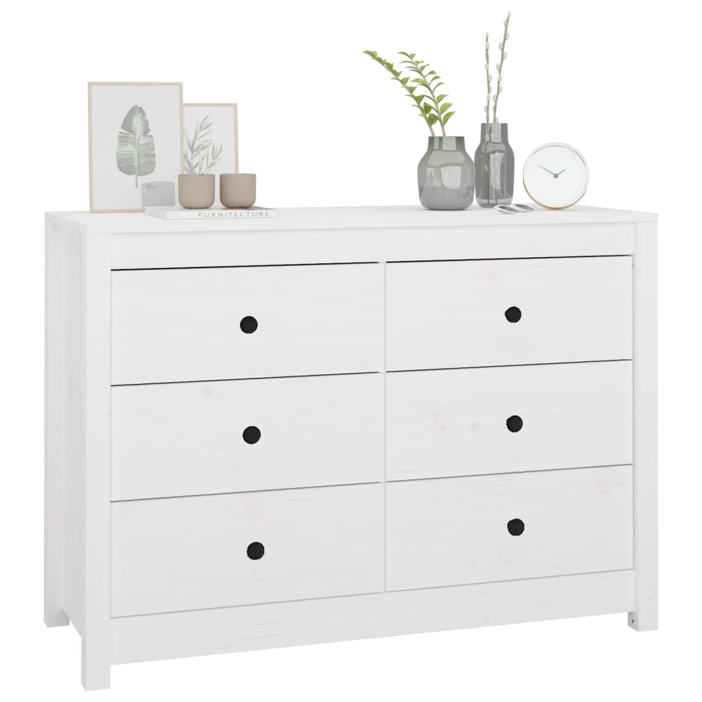 Side Cabinet White 100x40x72 cm Solid Wood Pine