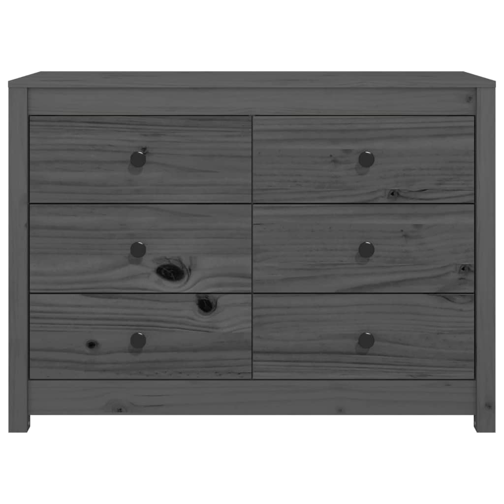 Side Cabinet Grey 100x40x72 cm Solid Wood Pine