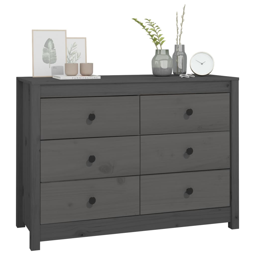 Side Cabinet Grey 100x40x72 cm Solid Wood Pine