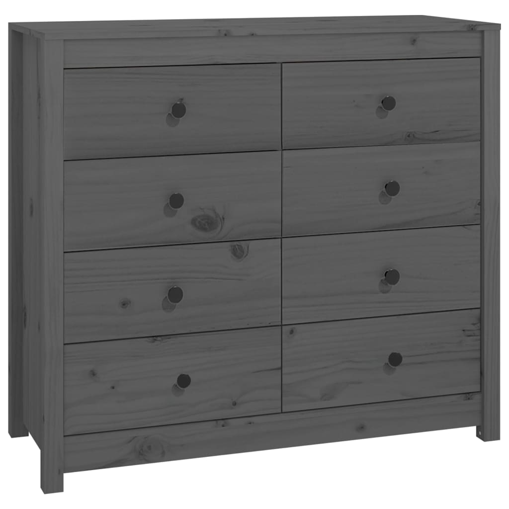 Side Cabinet Grey 100x40x90 cm Solid Wood Pine