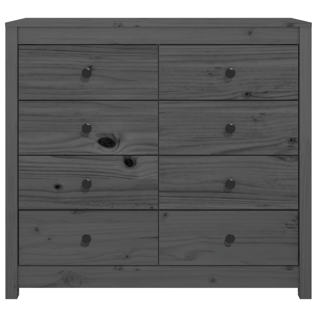 Side Cabinet Grey 100x40x90 cm Solid Wood Pine