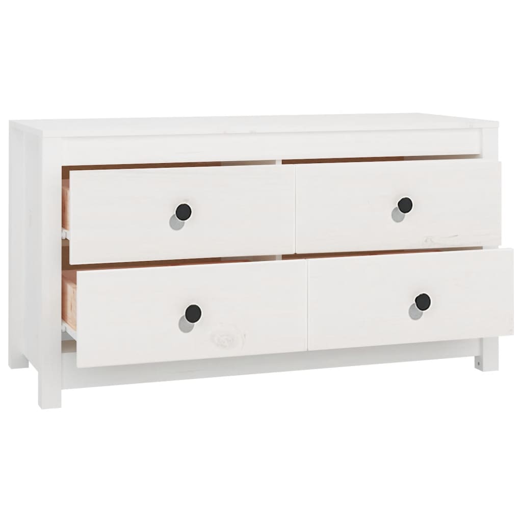 Side Cabinet White 100x40x54 cm Solid Wood Pine