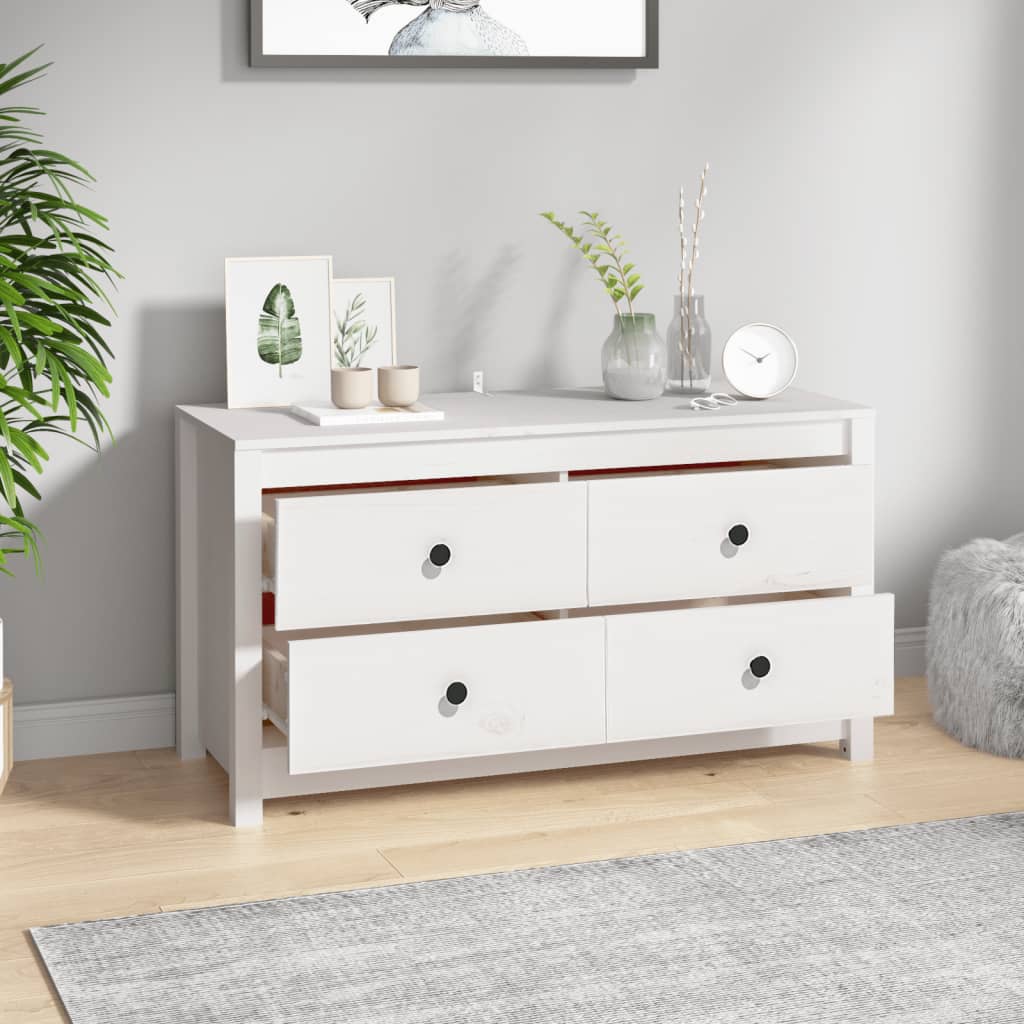 Side Cabinet White 100x40x54 cm Solid Wood Pine