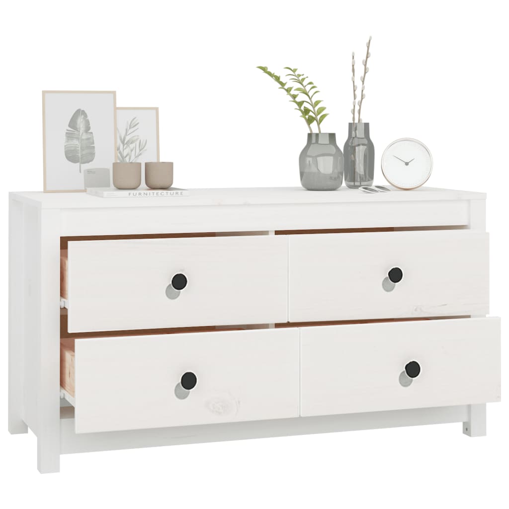 Side Cabinet White 100x40x54 cm Solid Wood Pine