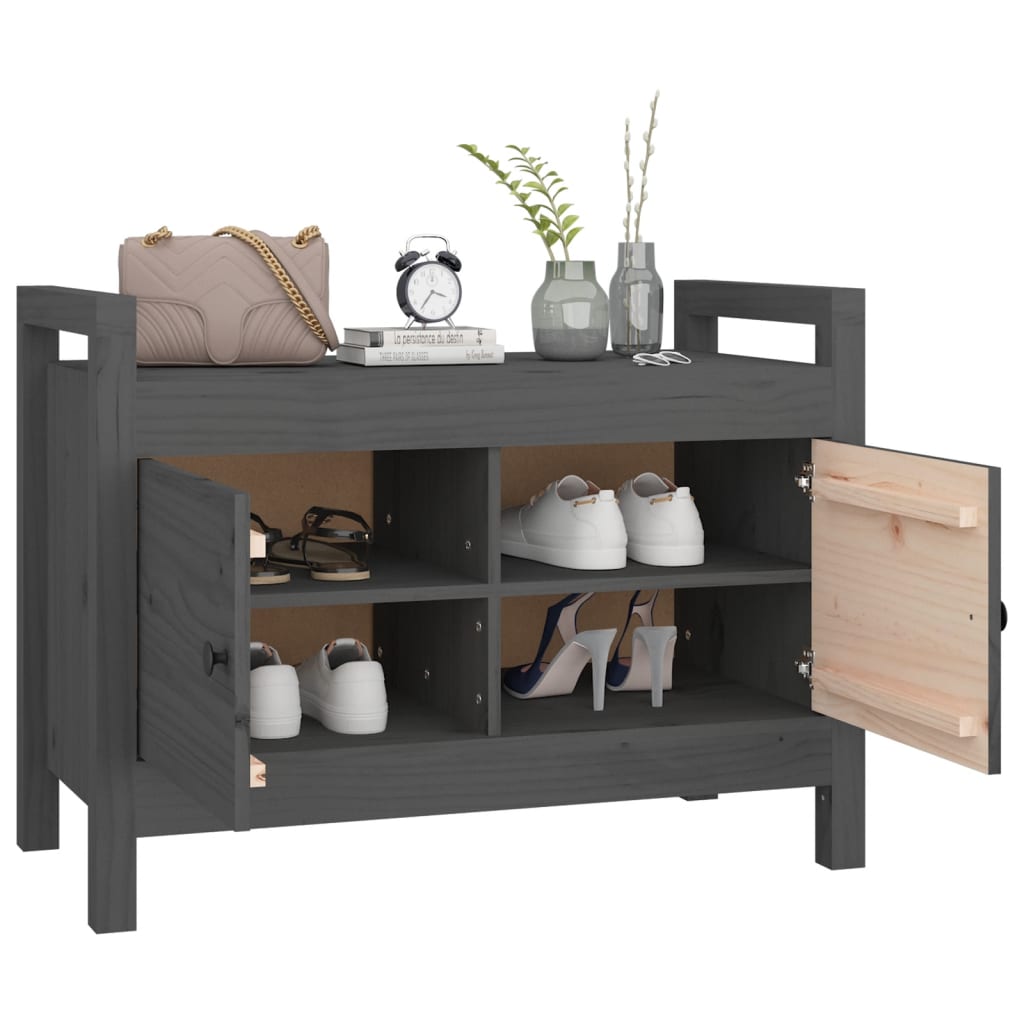 Hall Bench Grey 80x40x60 cm Solid Wood Pine