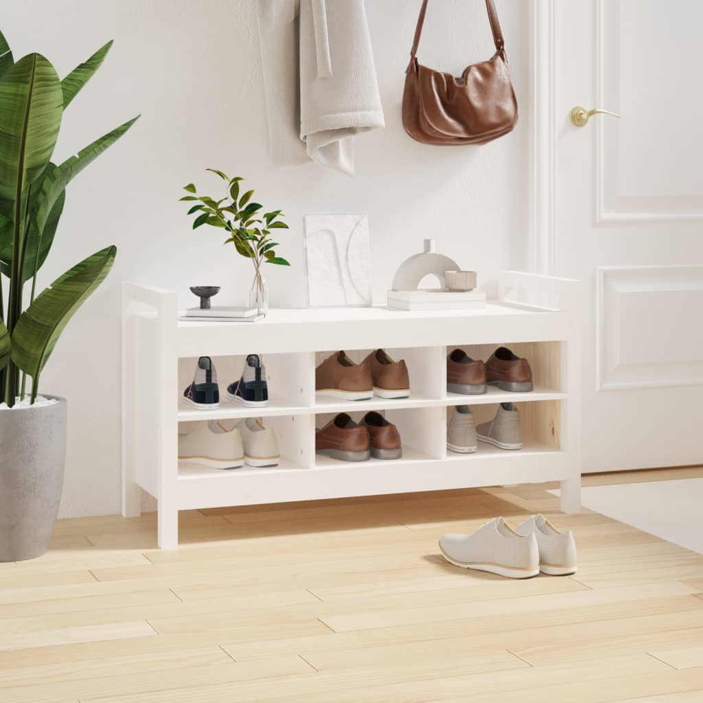 Hall Bench White 110x40x60 cm Solid Wood Pine