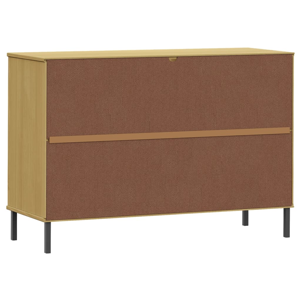 Sideboard with Metal Legs Brown 113x40x77 cm Solid Wood OSLO