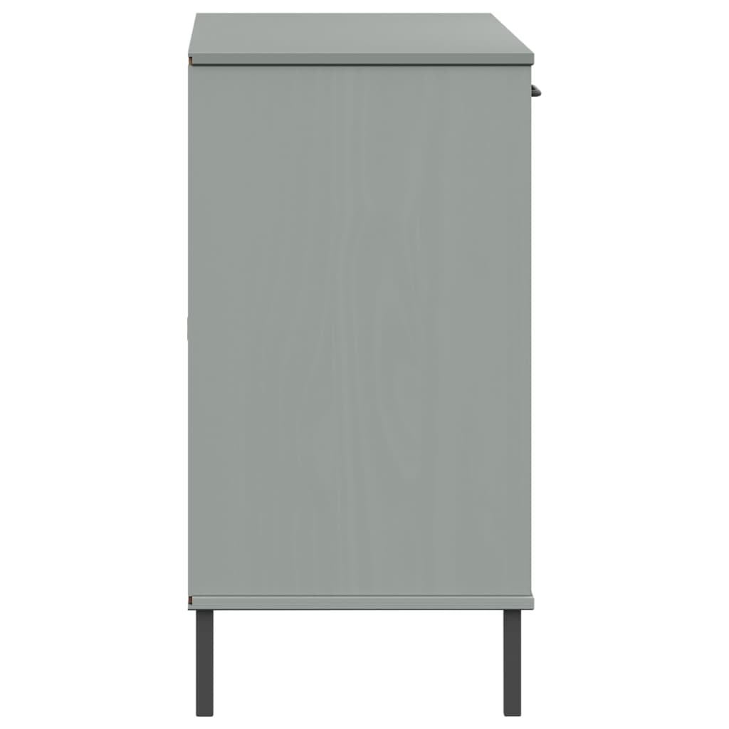 Sideboard with Metal Legs Grey 113x40x77 cm Solid Wood OSLO