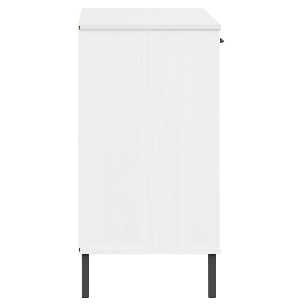 Sideboard with Metal Legs White 113x40x77 cm Solid Wood OSLO