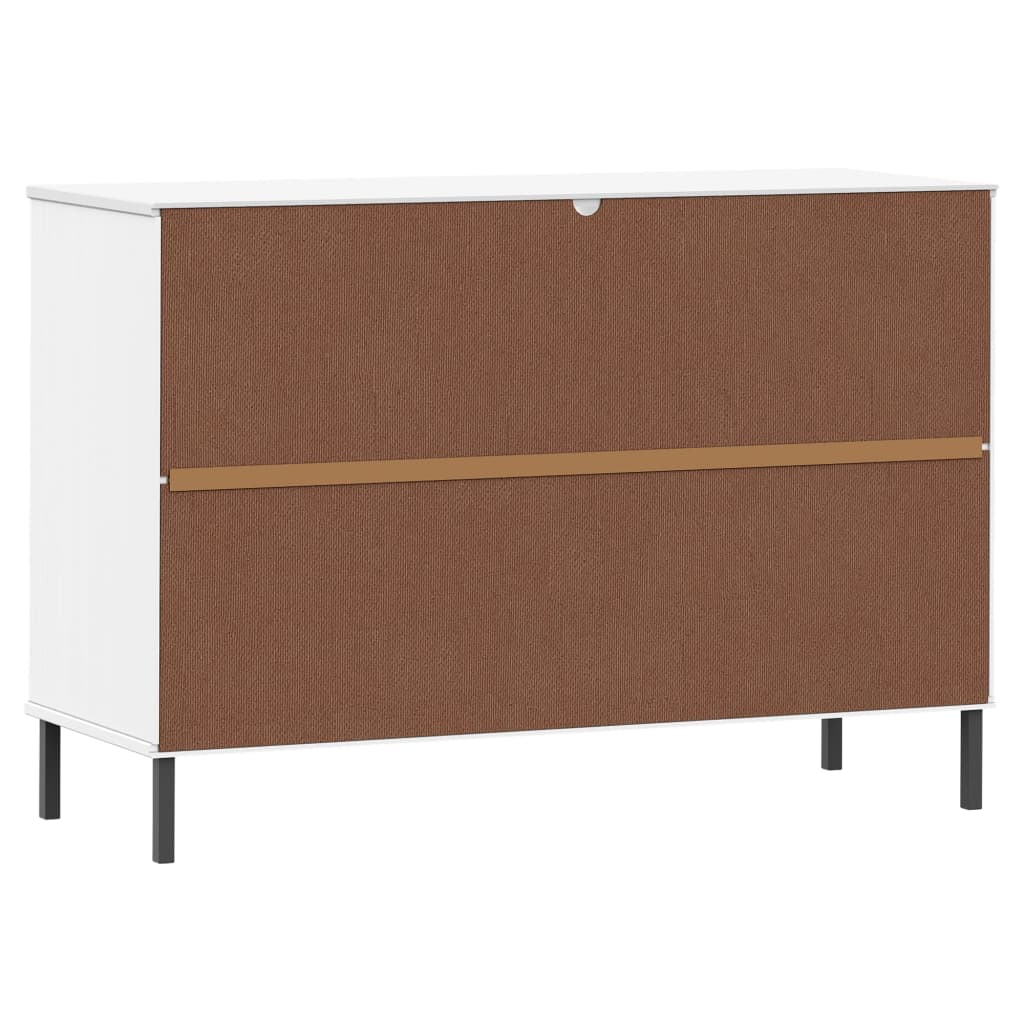 Sideboard with Metal Legs White 113x40x77 cm Solid Wood OSLO