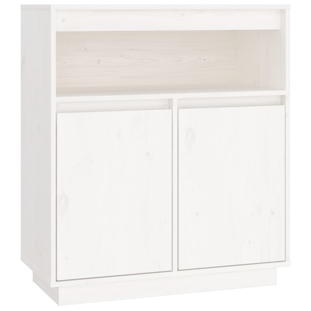 Sideboard White 70x34x80 cm Solid Wood Pine
