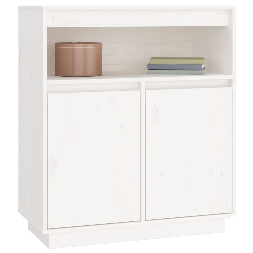 Sideboard White 70x34x80 cm Solid Wood Pine