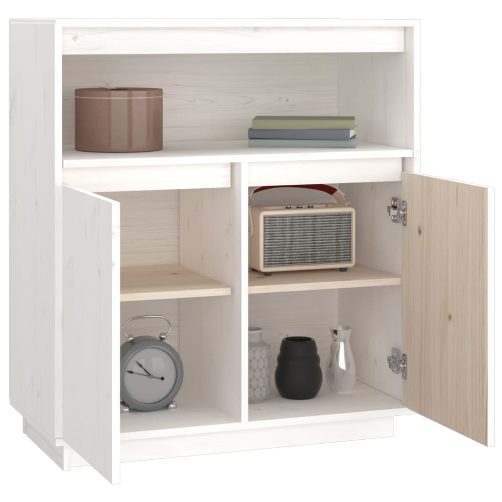 Sideboard White 70x34x80 cm Solid Wood Pine