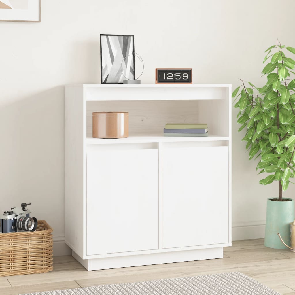 Sideboard White 70x34x80 cm Solid Wood Pine