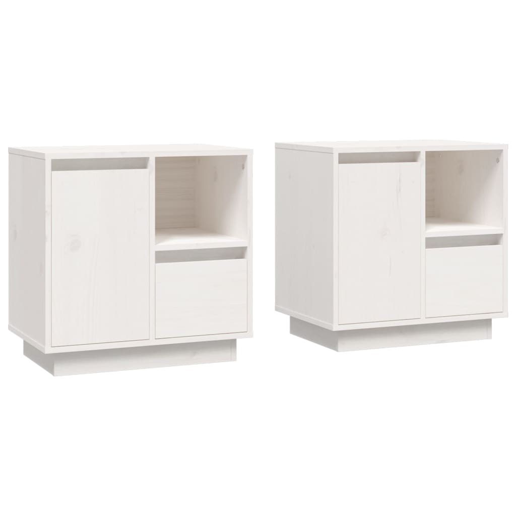 Bedside Cabinets 2 pcs White 50x34x50 cm Solid Wood Pine