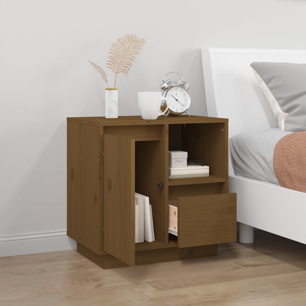 Bedside Cabinet Honey Brown 50x34x50 cm Solid Wood Pine