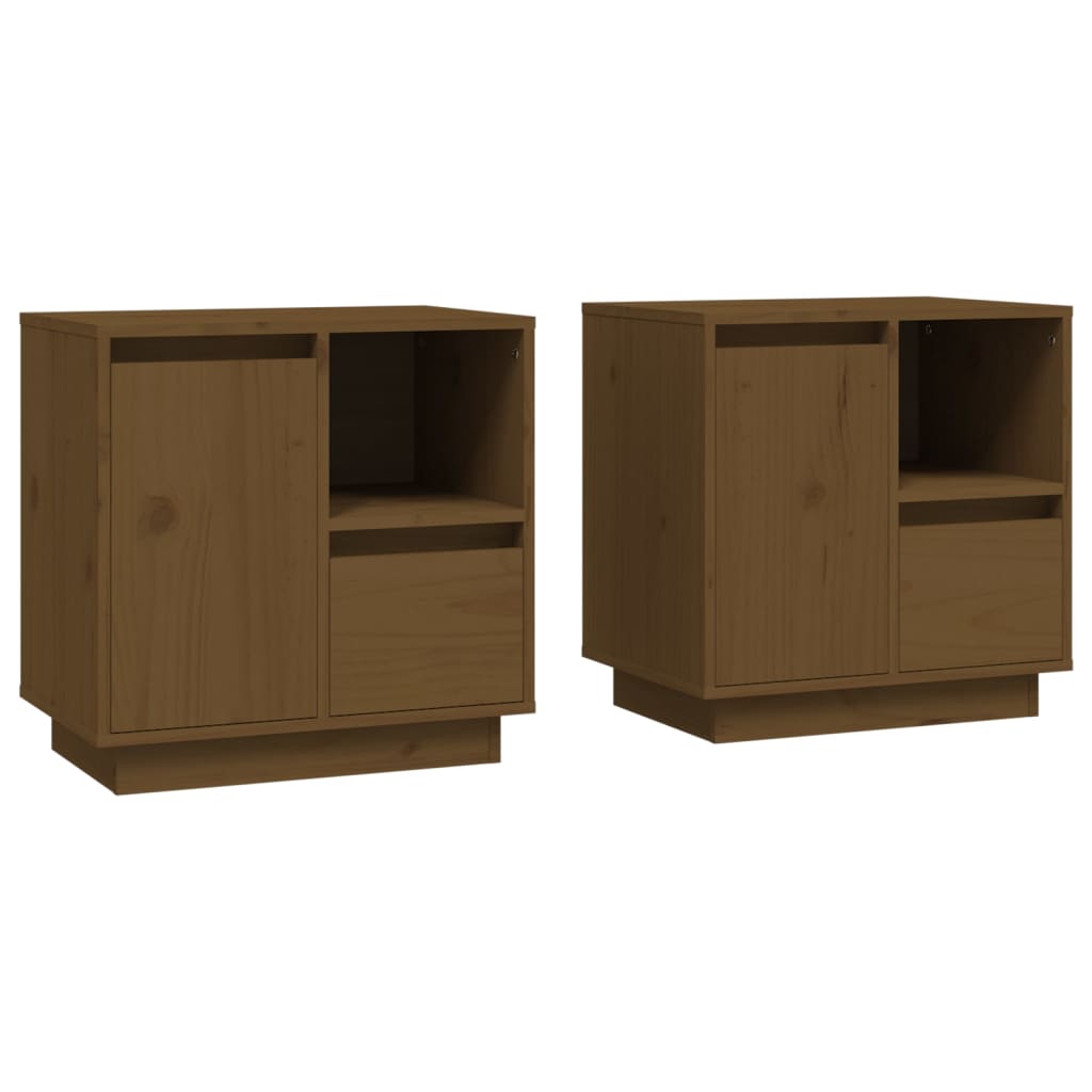 Bedside Cabinets 2 pcs Honey Brown 50x34x50 cm Solid Wood Pine