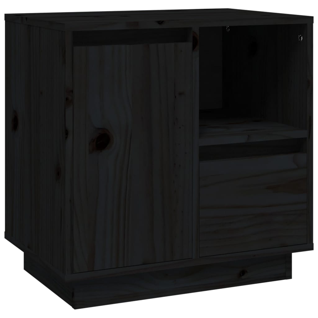 Bedside Cabinet Black 50x34x50 cm Solid Wood Pine