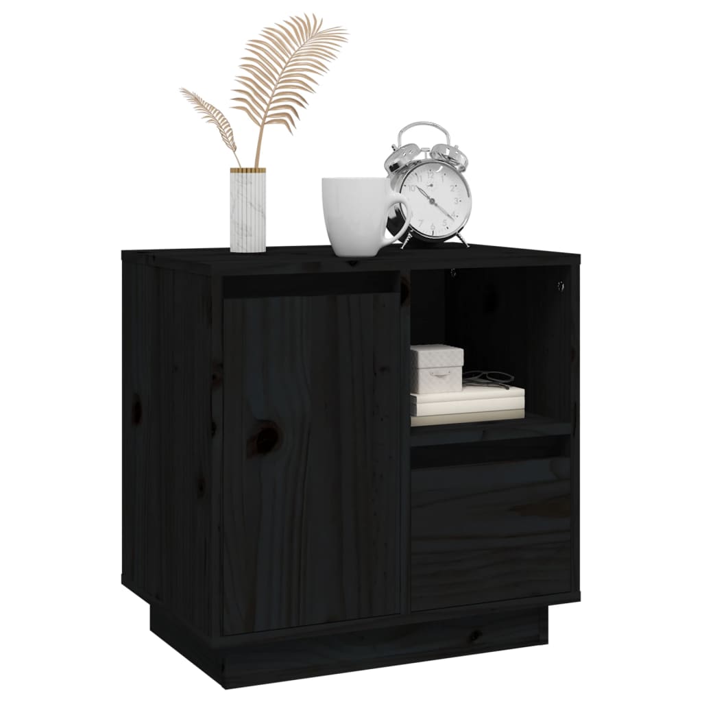 Bedside Cabinet Black 50x34x50 cm Solid Wood Pine