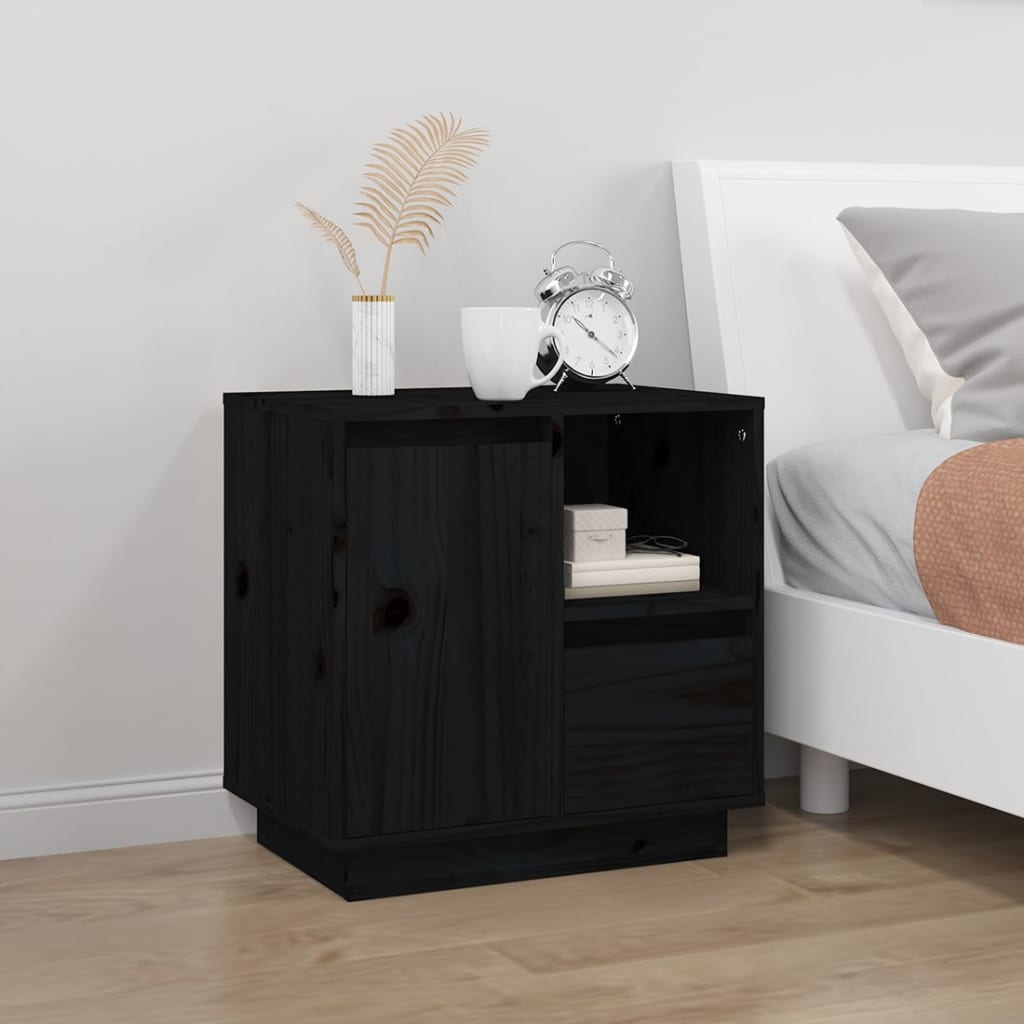Bedside Cabinets 2 pcs Black 50x34x50 cm Solid Wood Pine