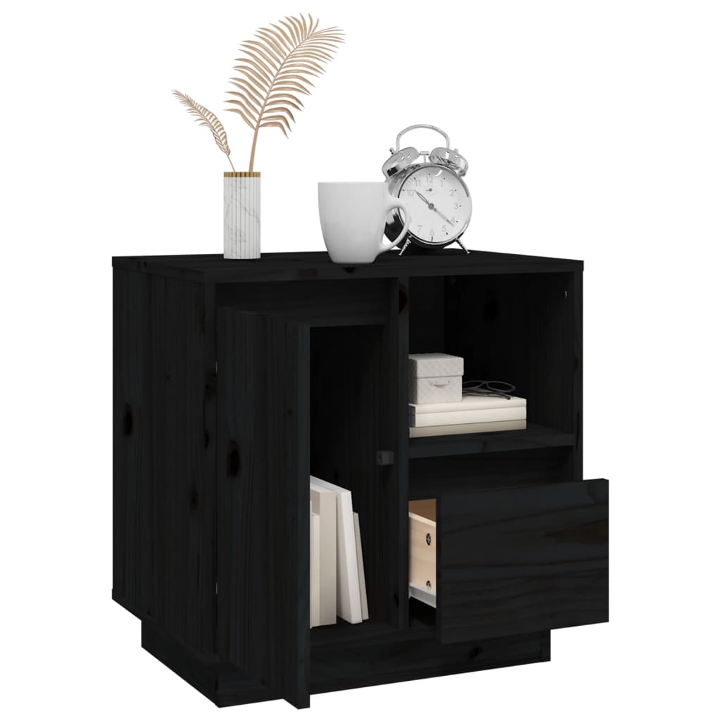 Bedside Cabinets 2 pcs Black 50x34x50 cm Solid Wood Pine