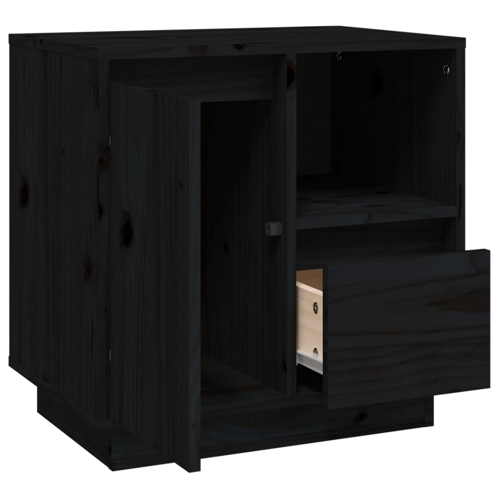 Bedside Cabinets 2 pcs Black 50x34x50 cm Solid Wood Pine