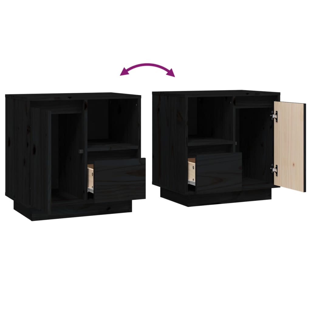 Bedside Cabinets 2 pcs Black 50x34x50 cm Solid Wood Pine
