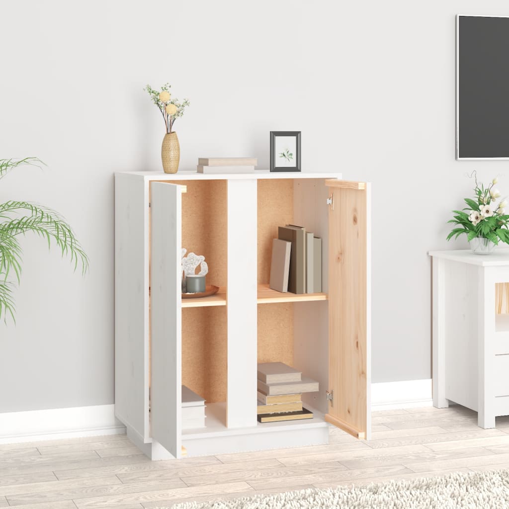Sideboard White 60x35x80 cm Solid Wood Pine