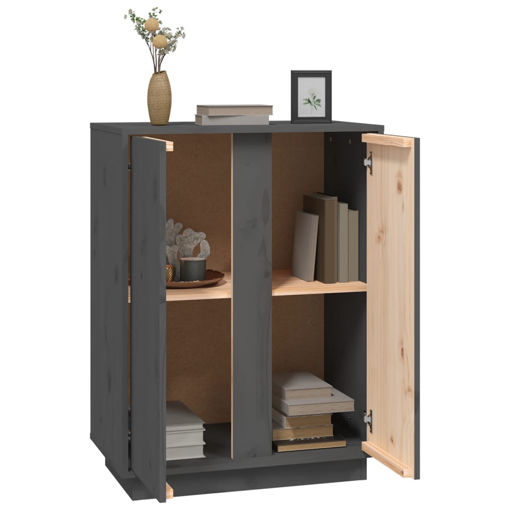 Sideboard Grey 60x35x80 cm Solid Wood Pine