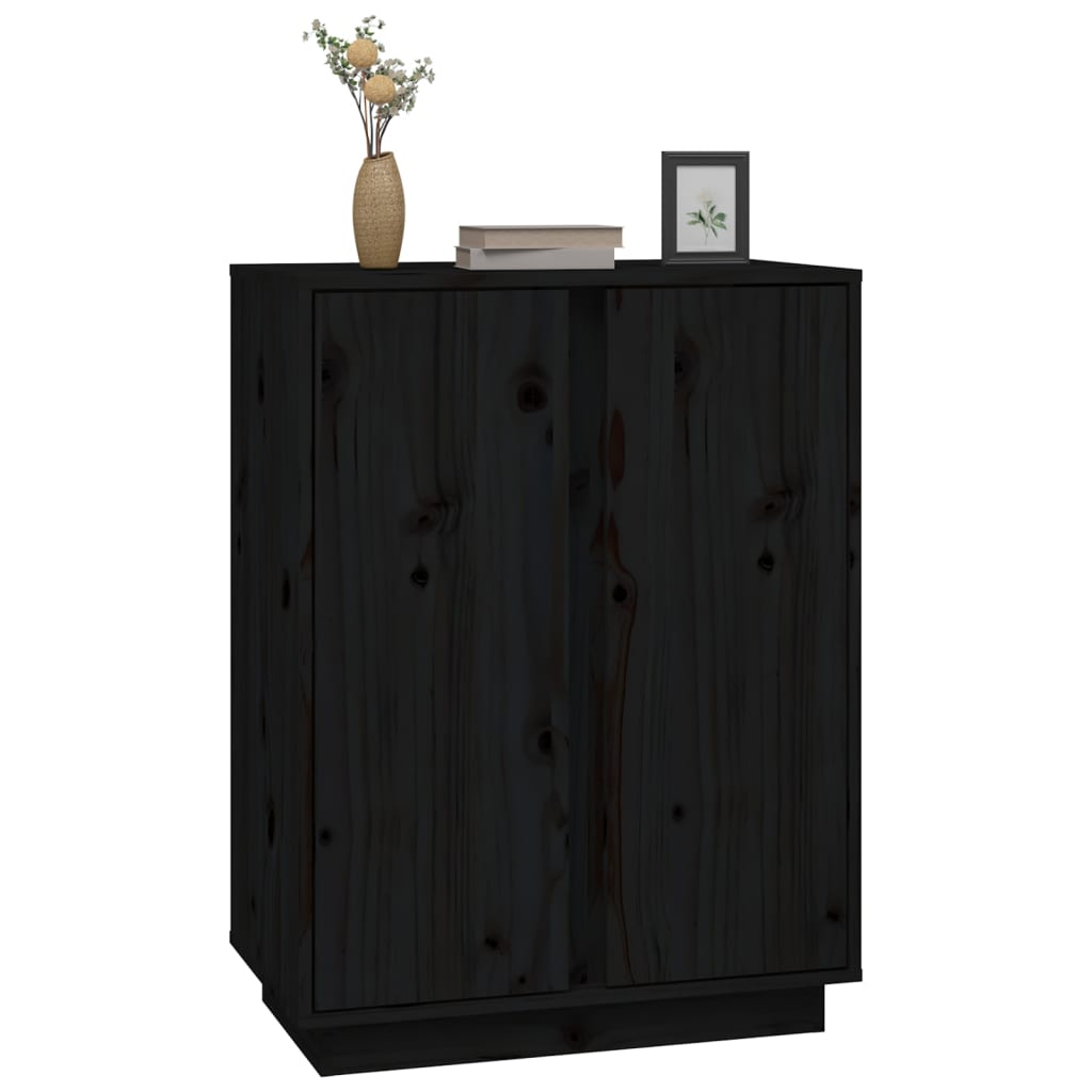 Sideboard Black 60x35x80 cm Solid Wood Pine