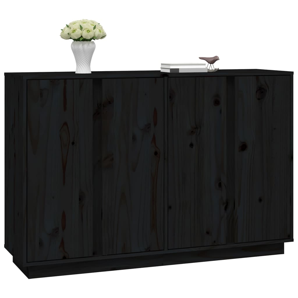 Sideboard Black 120x35x80 cm Solid Wood Pine