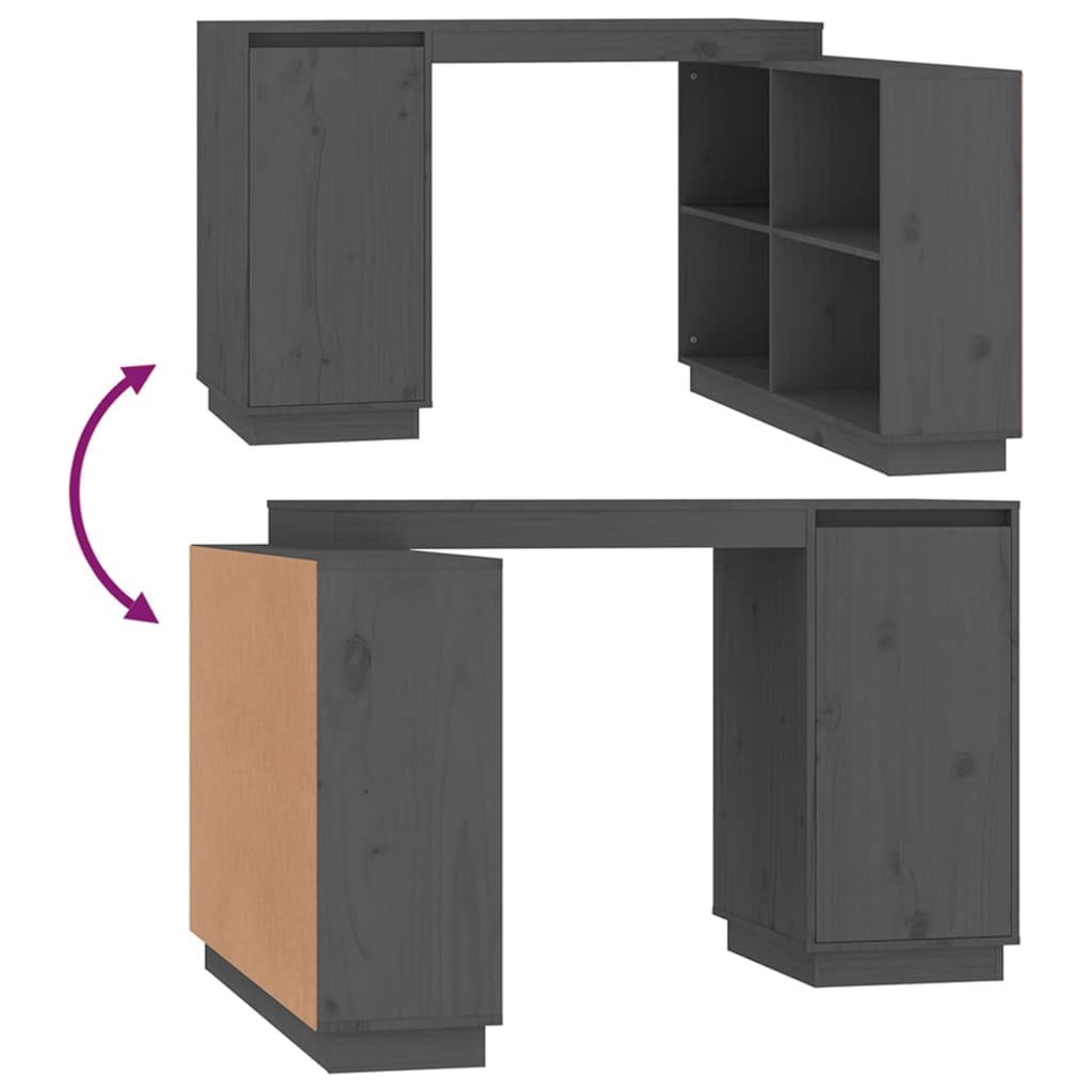 Desk Grey 110x50x75 cm Solid Wood Pine