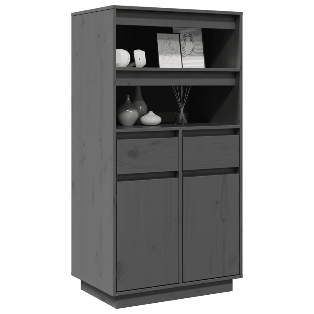 Highboard Grey 60x40x116.5 cm Solid Wood Pine