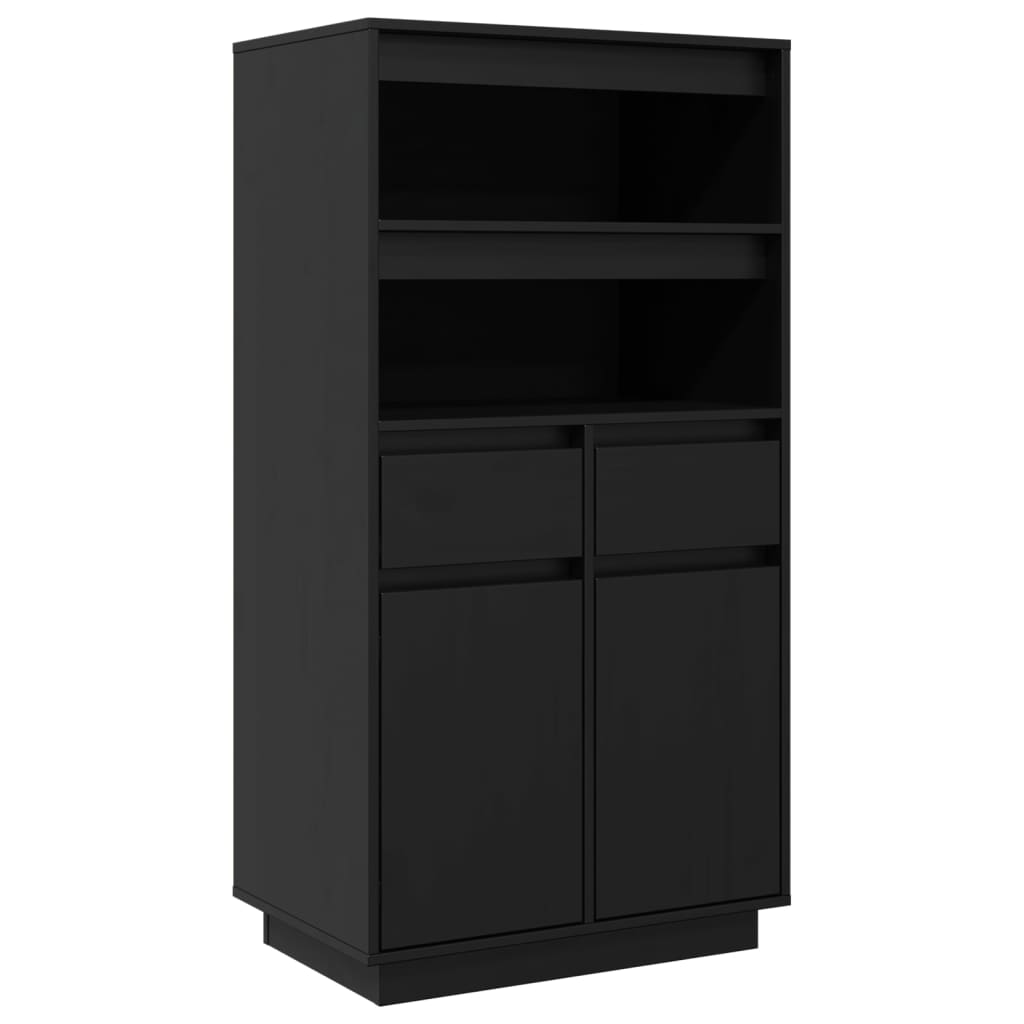 Highboard Black 60x40x116.5 cm Solid Wood Pine