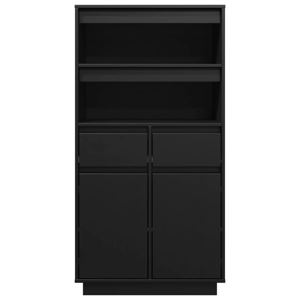Highboard Black 60x40x116.5 cm Solid Wood Pine