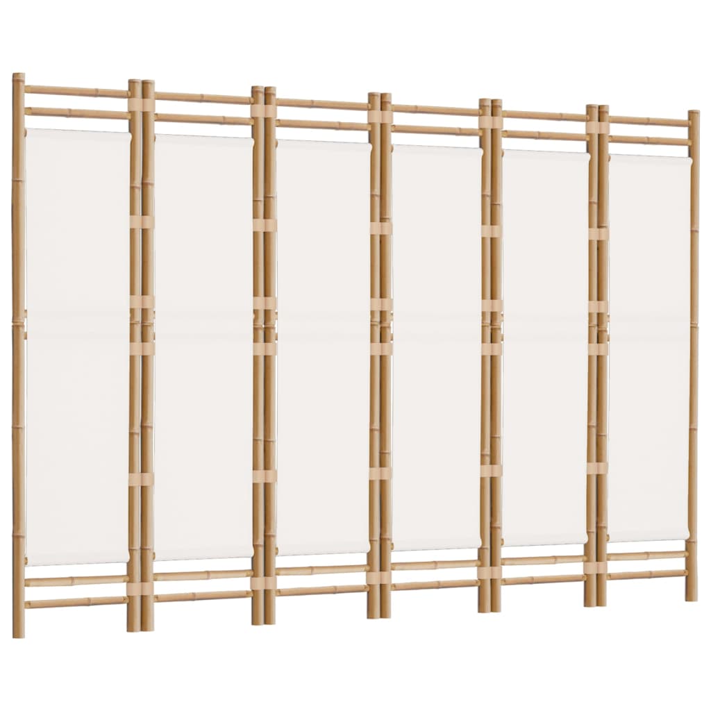 Folding 6-Panel Room Divider 240 cm Bamboo and Canvas