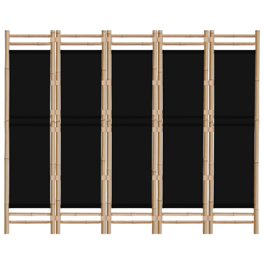 Folding 5-Panel Room Divider 200 cm Bamboo and Canvas