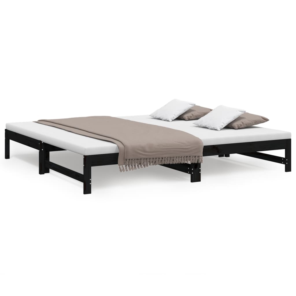 Pull-out Day Bed without Mattress Black 2x(100x200) cm