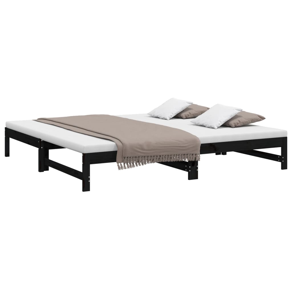 Pull-out Day Bed without Mattress Black 2x(100x200) cm