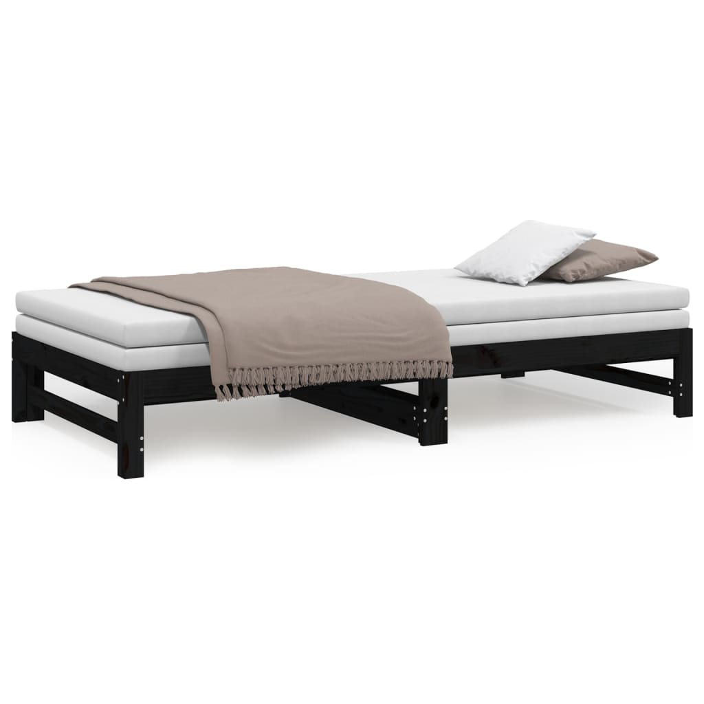 Pull-out Day Bed without Mattress Black 2x(100x200) cm