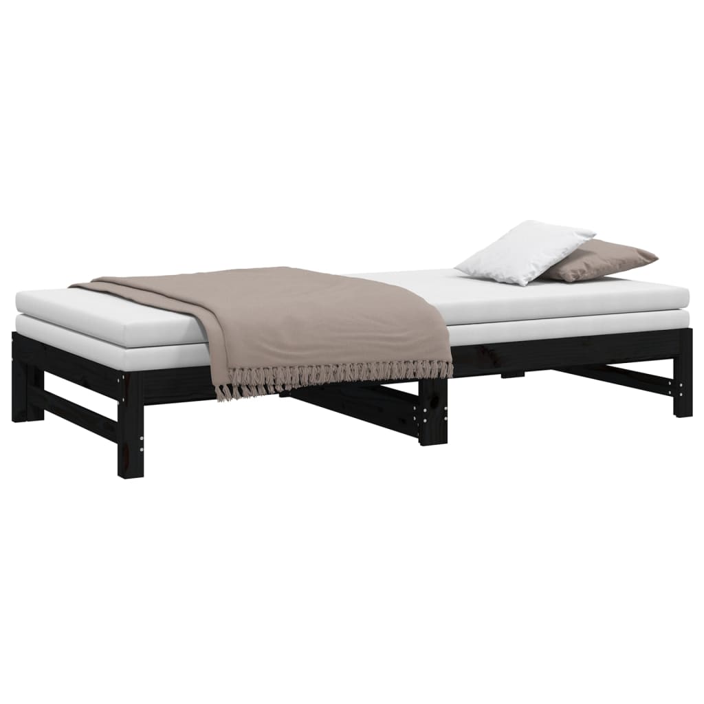 Pull-out Day Bed without Mattress Black 2x(100x200) cm