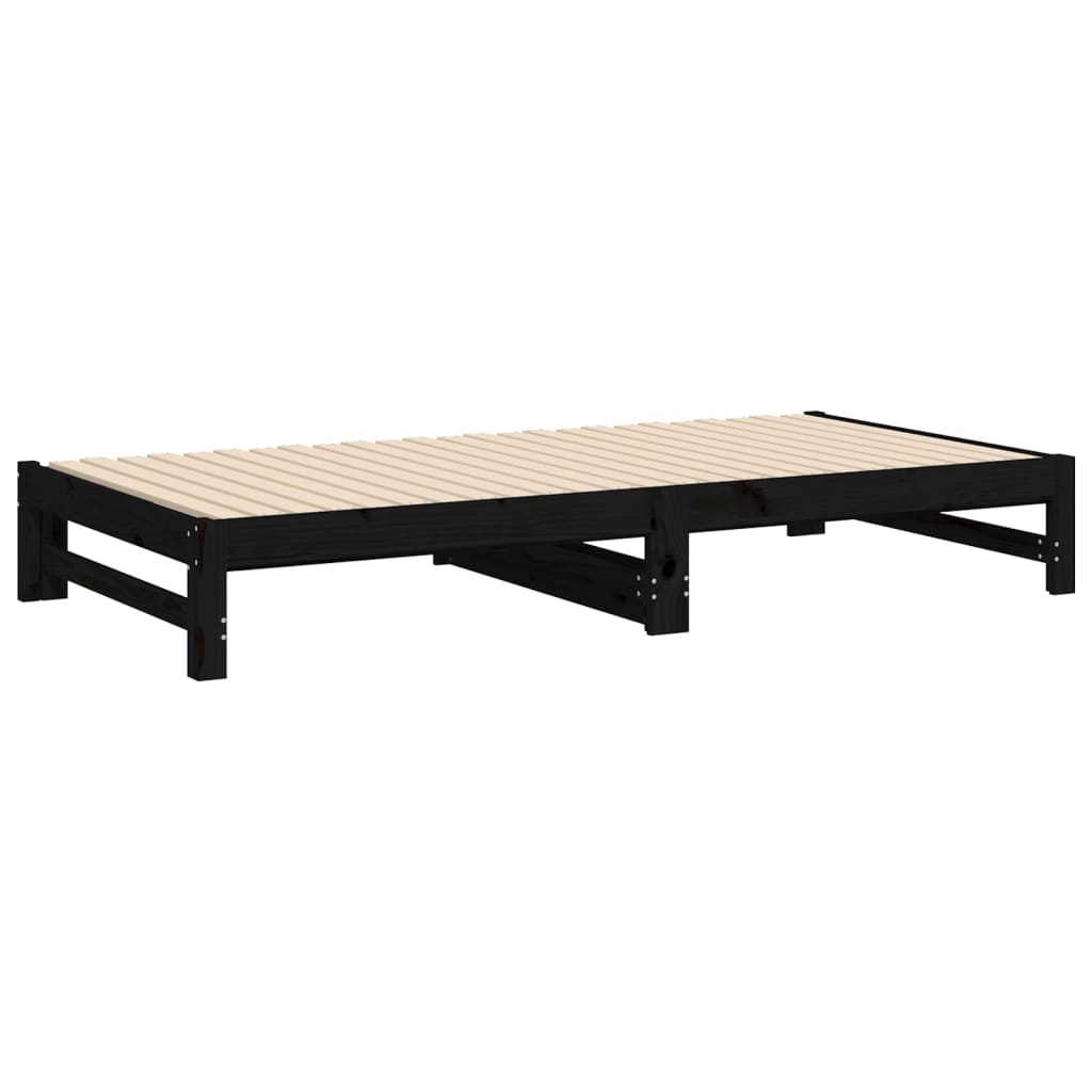 Pull-out Day Bed without Mattress Black 2x(100x200) cm