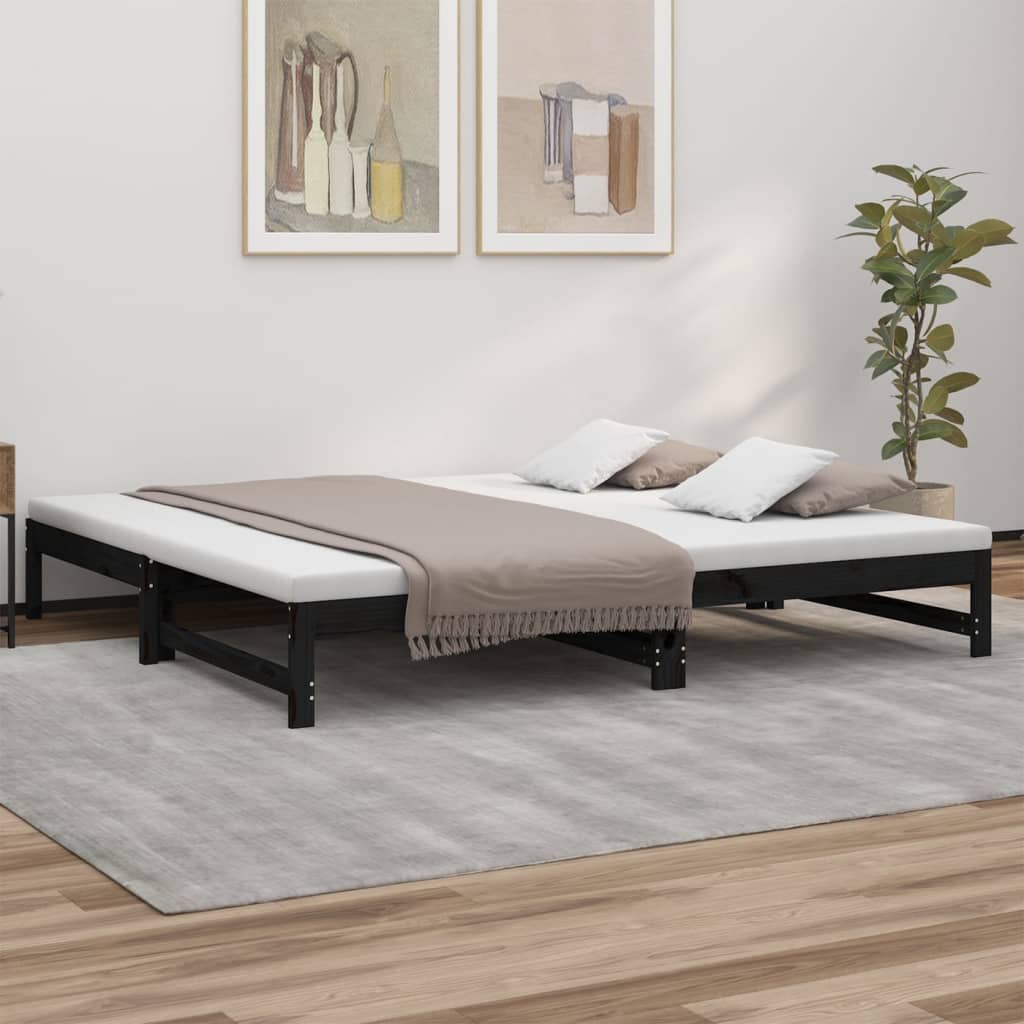 Pull-out Day Bed without Mattress Black 2x(100x200) cm