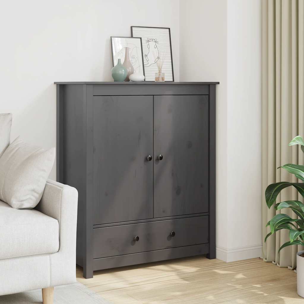 Highboard Grey 83x41,5x100 cm Solid Wood Pine