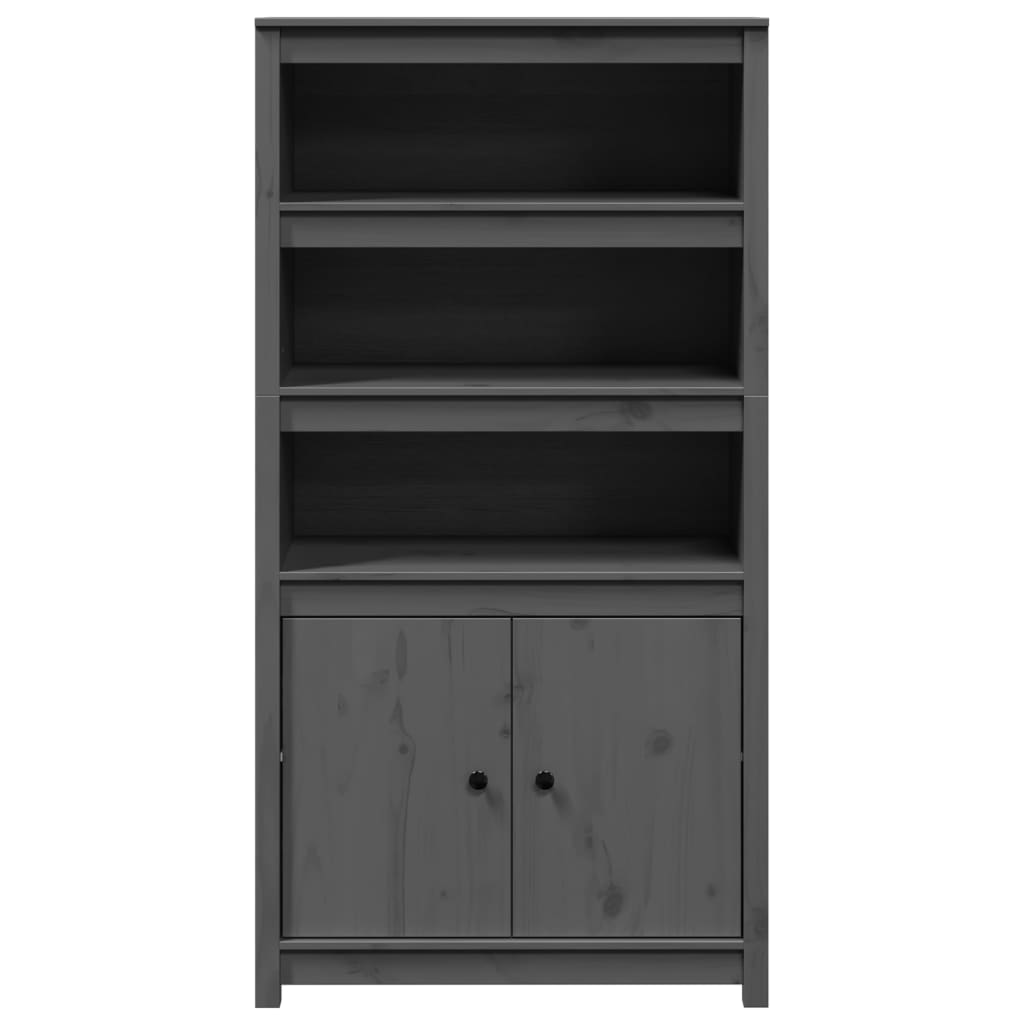 Highboard Grey 80x35x154 cm Solid Wood Pine