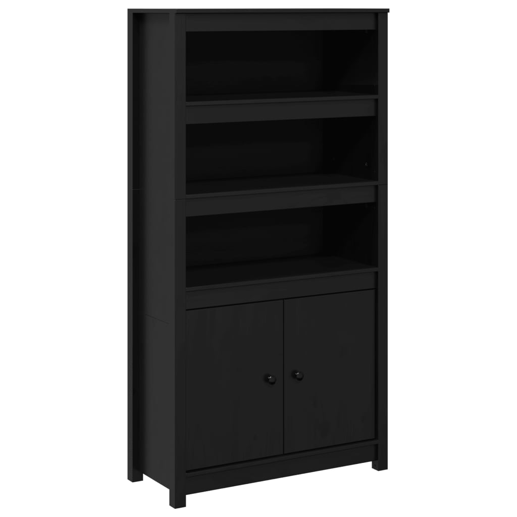 Highboard Black 80x35x154 cm Solid Wood Pine